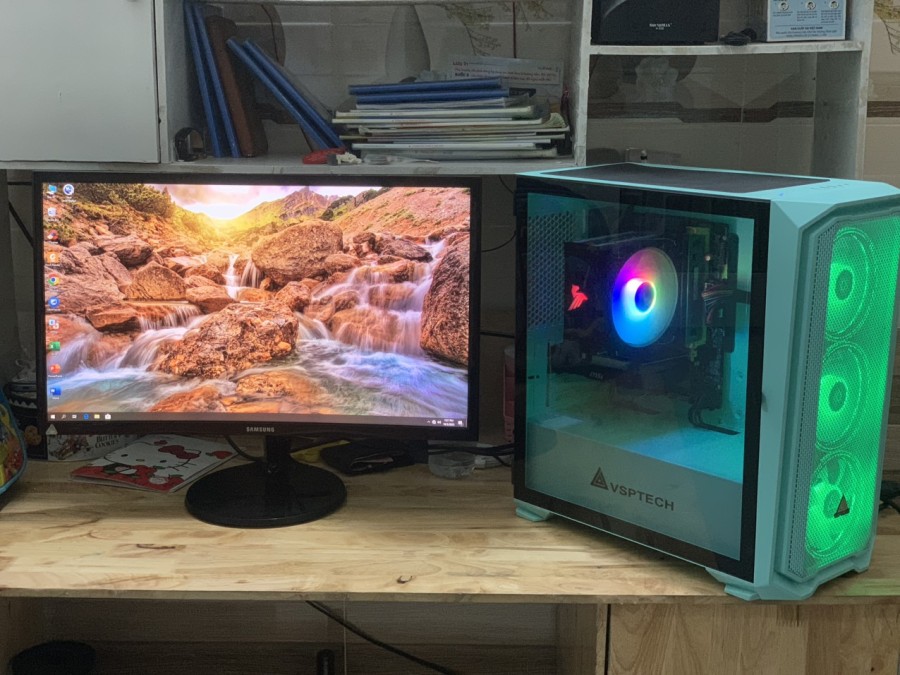 Full bộ máy tính case led, màn 24" chơi mượt game thumb