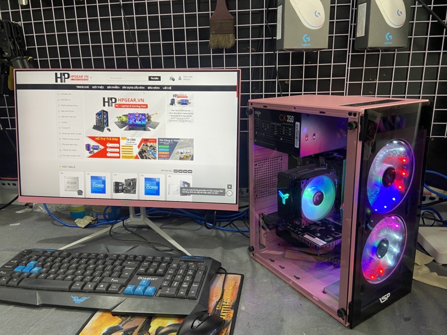 FULL Bộ PC màu hồng bao chơi mượt: CF, LMHT, FIFA04, PUBG,...