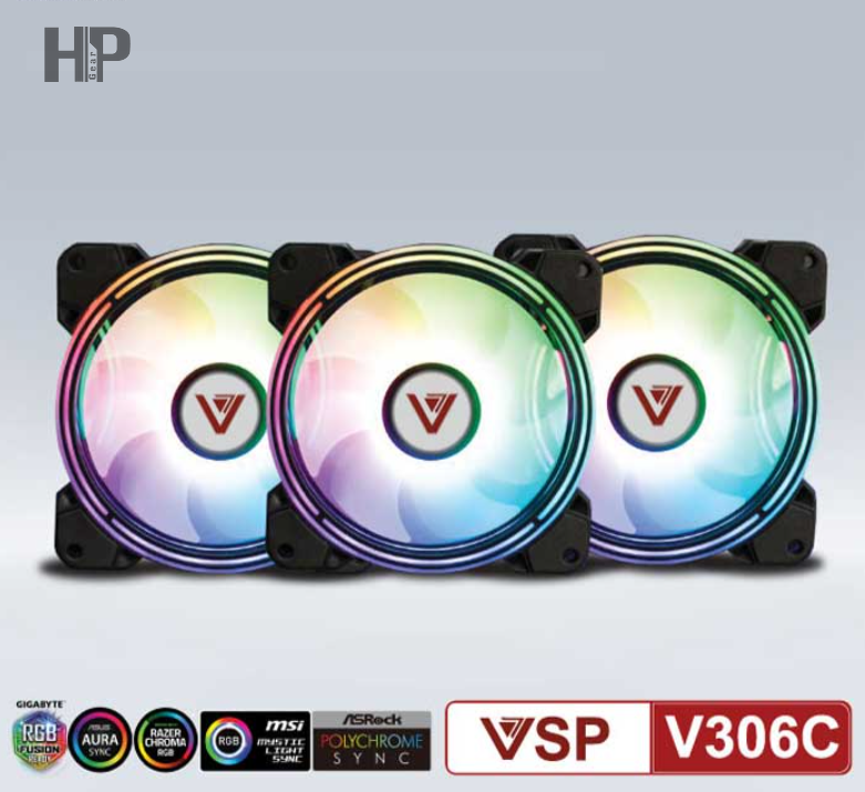 Fan Case VSP V306C ARGB 12cm Pack 3 Fan (Hub + Remote) thumb